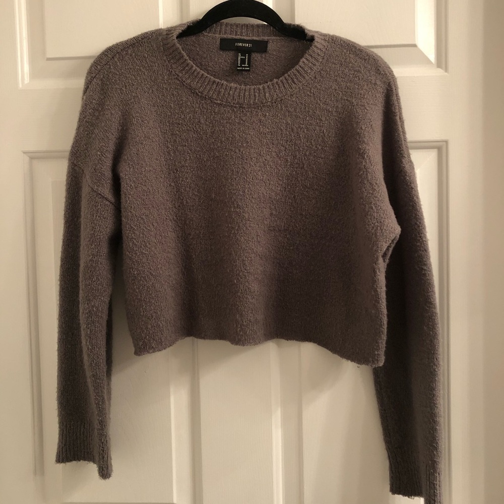Cropped forever 21 comfy grey sweater
